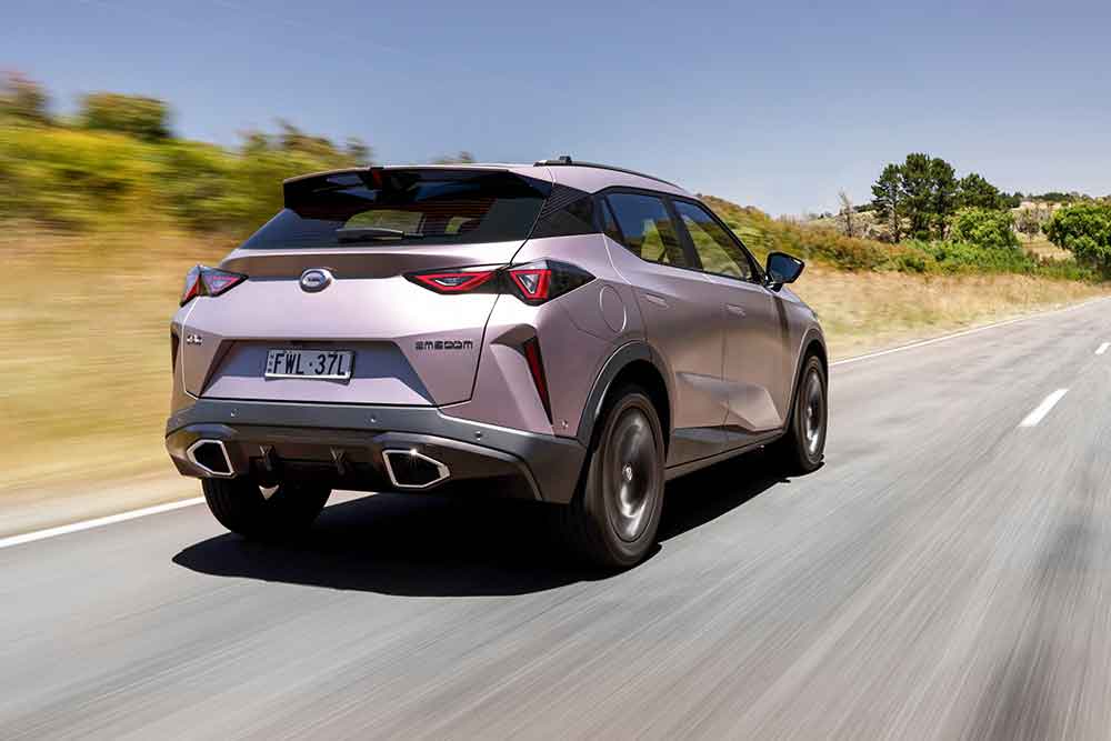 Rear view of EMZoom on the road.