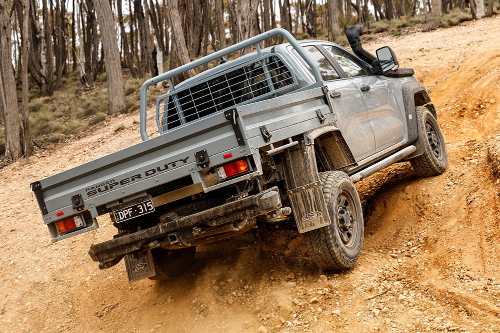 Rear view of Ford Ranger Super Duty Double Cab Chassis 