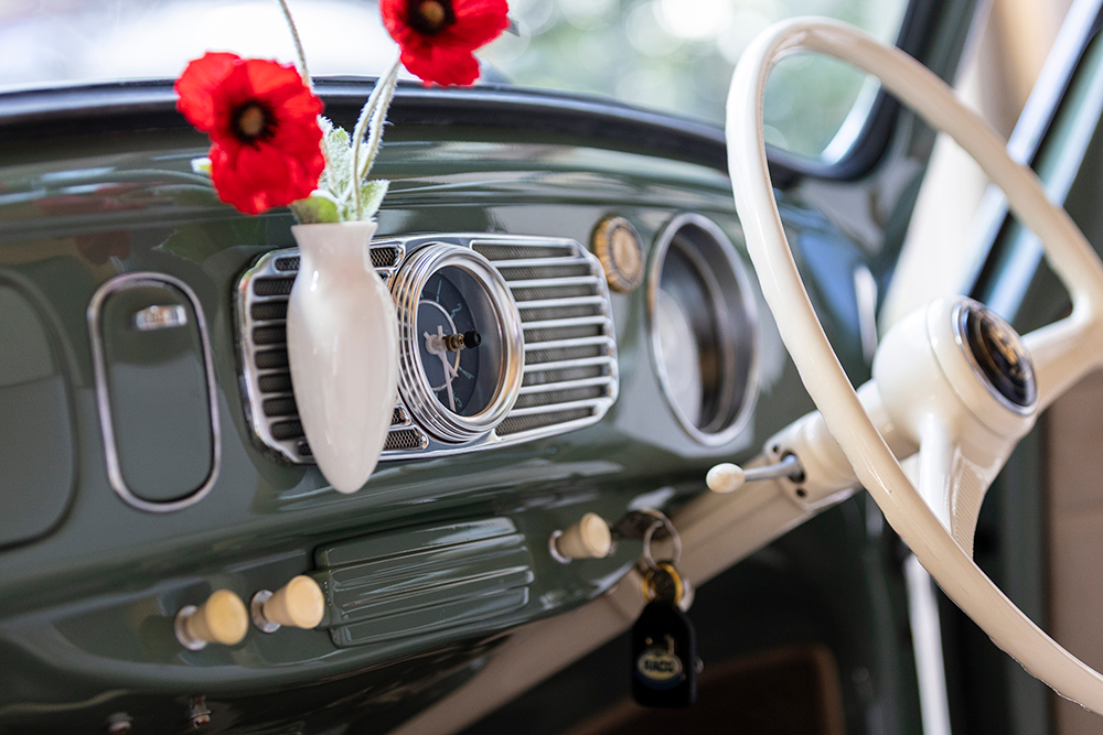 Dashboard of Ashleigh Smith's VW Beetle.